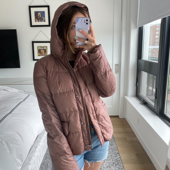 Jil Sander Quilted Hooded Puffer Jacket Mauve Pink Size 36 US 10 - Picture 1 of 8